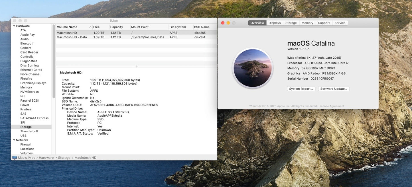 Apple 2015 27" iMac 4GHz Quad-Core i7 32GB 1TB FD R9 M395X 4GB