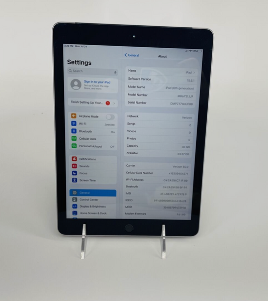 Apple 2016 IPad 6th Generation 32GB "Space Gray" Cellular
