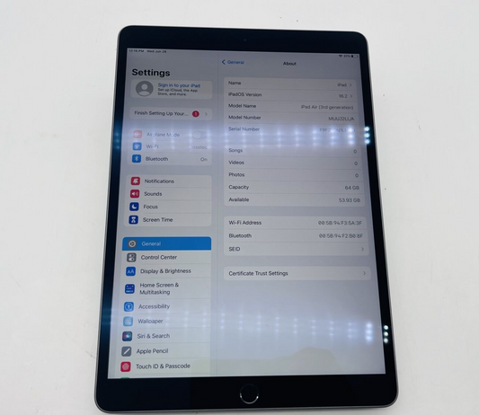 Apple 2019 IPad Air 3rd Generation 64GB "Black" *Read Description*