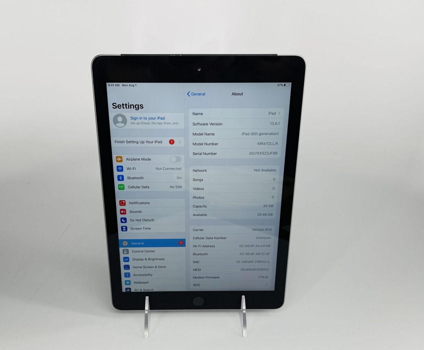 Apple 2016 IPad 6th Generation 32GB "Space Gray" Cellular