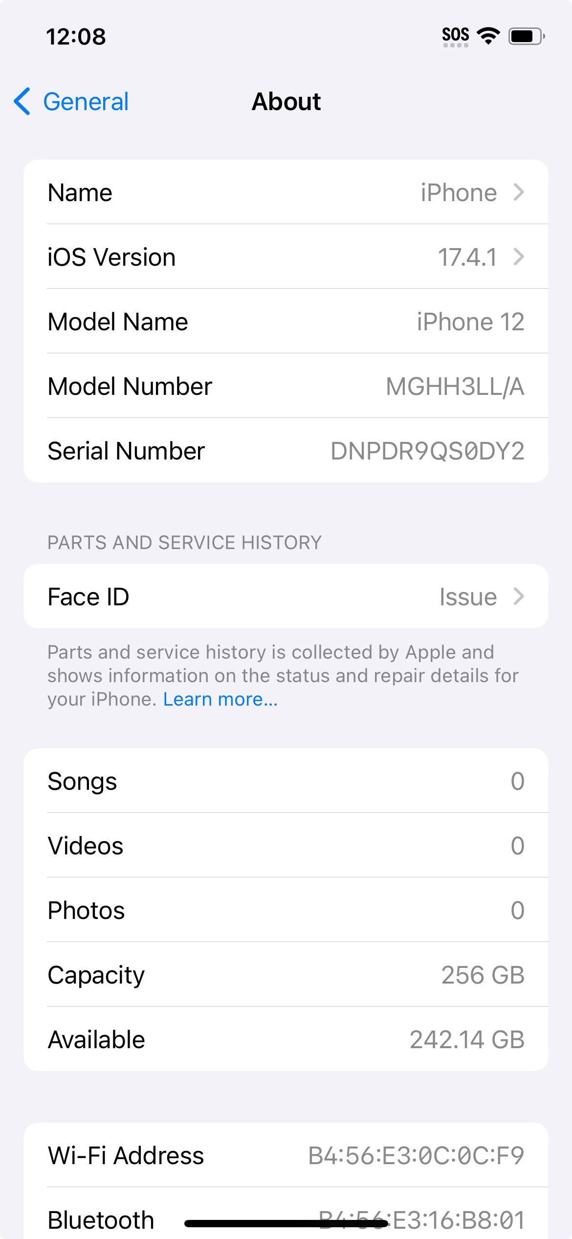 Apple iPhone 12 GSM/CDMA Unlocked 256GB A2172 "Black" - Excellent (No Face ID)